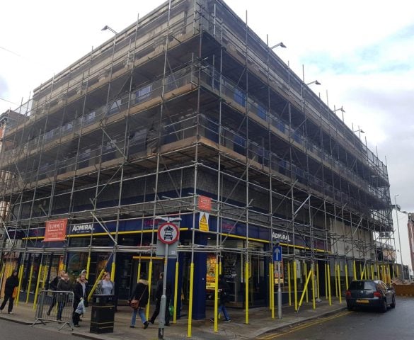 Scaffolding in Northampton Town Centre